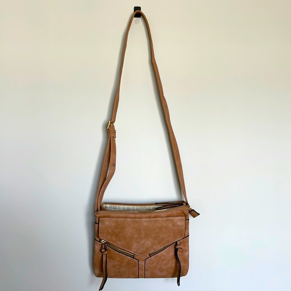 Tan faux leather satchel